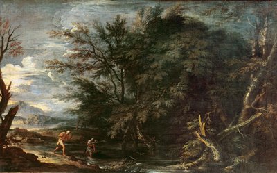 Paesaggio con Mercurio e il Boscaiolo Disonesto, c.1650 da Salvator Rosa